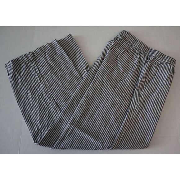 Old Navy 792007 Women's Sz XS Gray/White Striped High Rise Wide Leg Linen Pants - Picture 11 of 12